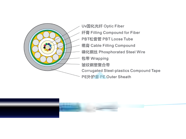 2~12芯中心束管式光纜（鋼絲鎧裝）